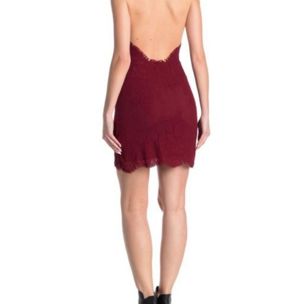 Red Free People lace halter dress
